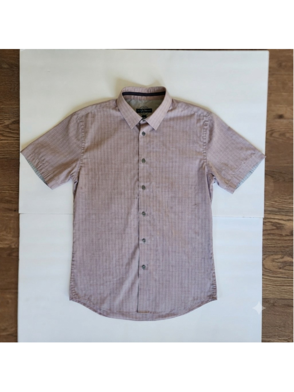 Joseph Abboud Men's Short Sleeve Button-Down Shirt Medium M Slim Fit Purple Blue
